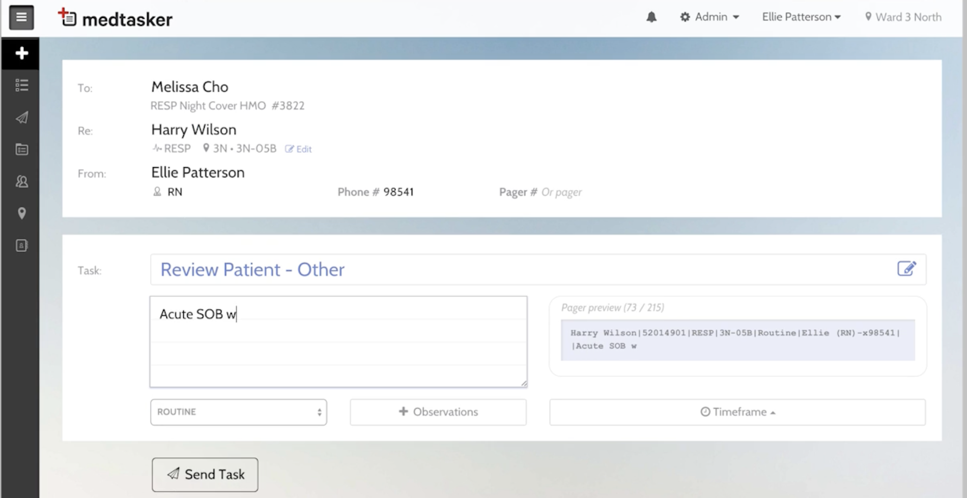 MedTasker desktop task composer